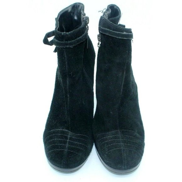 Tommy Girl Ankle Boots Womens 10 Black Suede Steampunk Zip Side Stiletto Heel - Picture 2 of 8